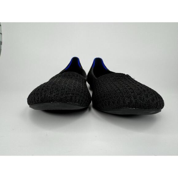Rothys The Flat Size 9.5 Honeycomb Black Knit Round Toe Slip On Shoes Comfort - Picture 11 of 12